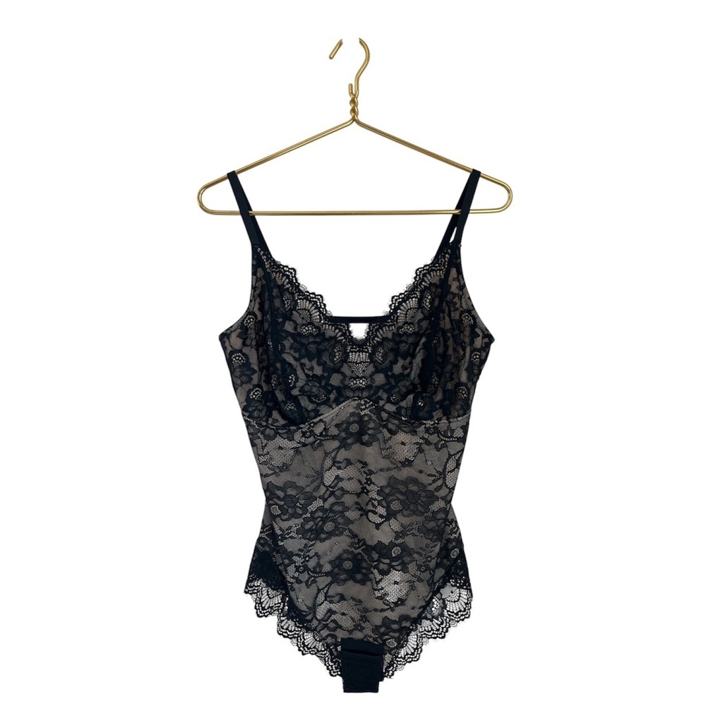 SHAPELLX Bodysuit Lace Sheer Womens XL Black Nude Shapewear Sculpting